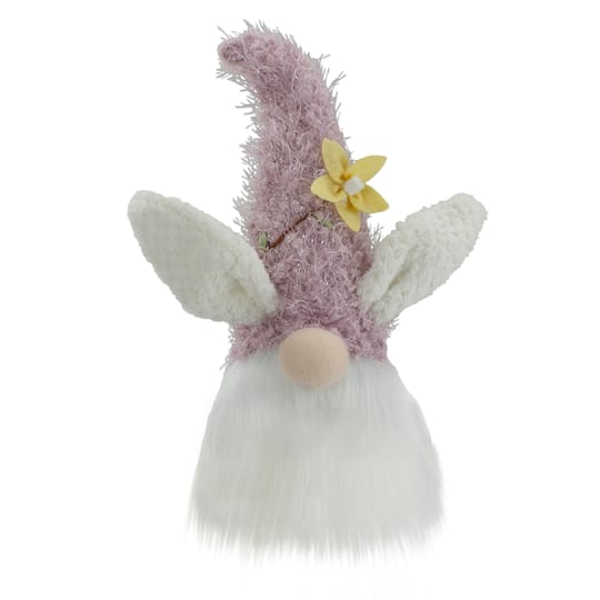 12" Purple & White Easter Bunny Gnome Head Figure
